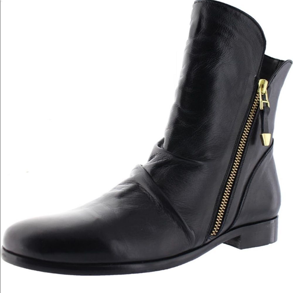 Bernie Mev Women’s Sy 708 Genuine Soft Leather Scrunch Boot In Black Eu 37 Nib